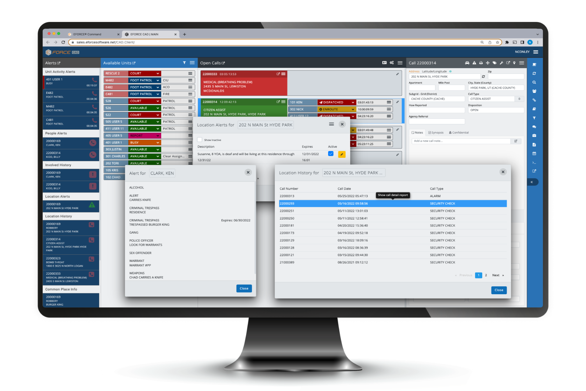 computer screen displaying eForce's CAD software intuitive alerts